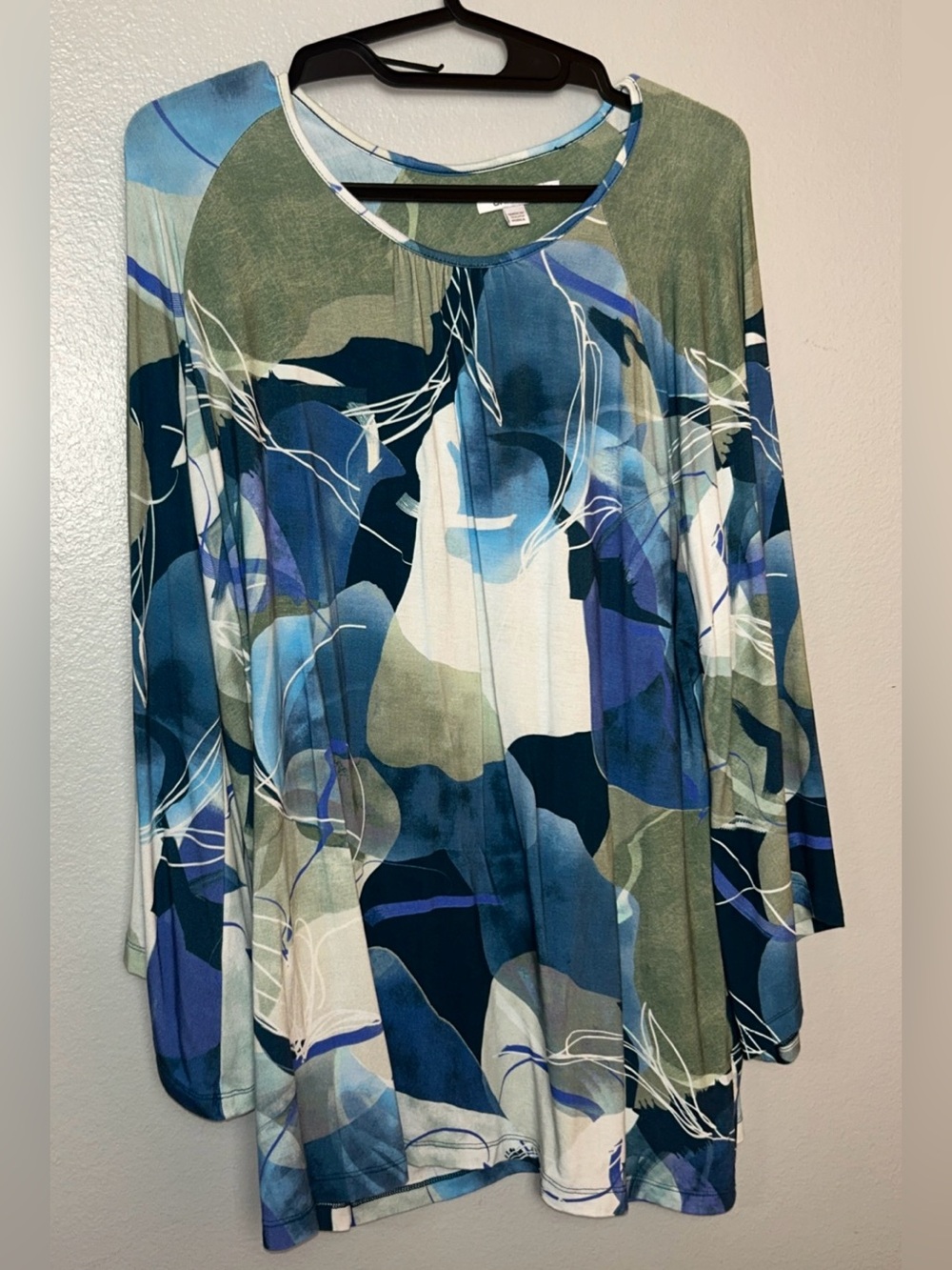 Chicos XXL (4) Blouse Womens Artistic Abstract Watercolor Floral Print